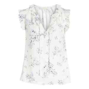 Rebecca Taylor Hydrangea Tie Neck Silk Top In Snow Combo Size 2 $275